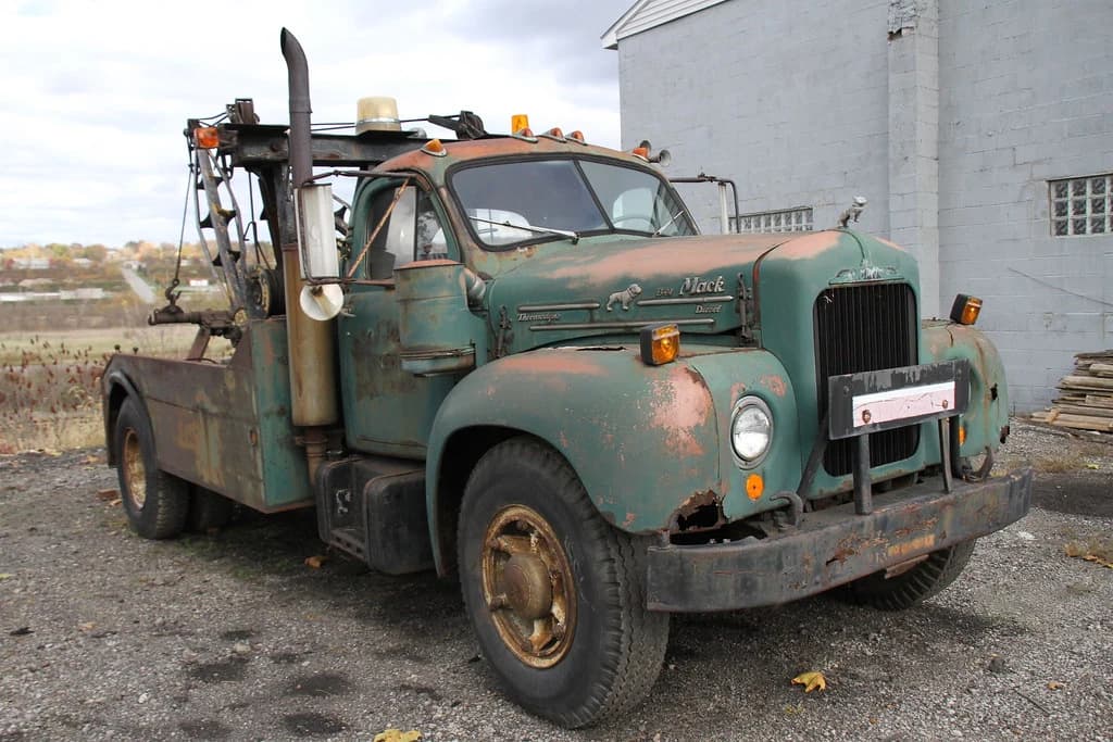 Damaged truck loaded for removal